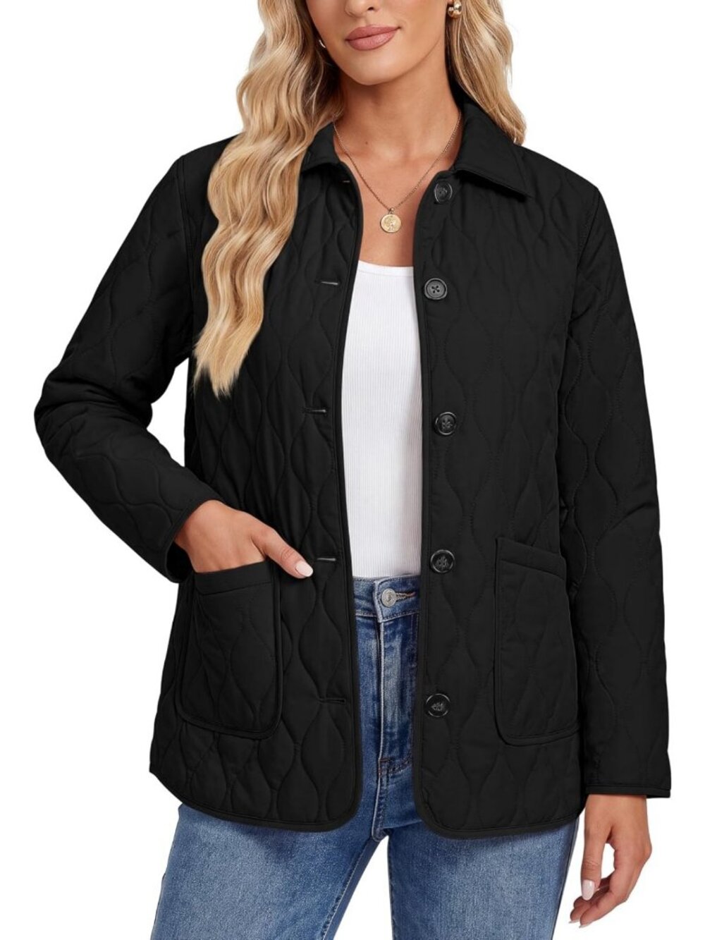 Lightweight Quilted Puffer Jacket for Women | Long Sleeve Fall & Winter Coat